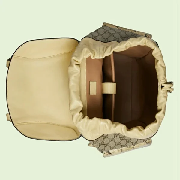 GUCCI Python Trim rygsæk med dobbelt G - beige og naturlig